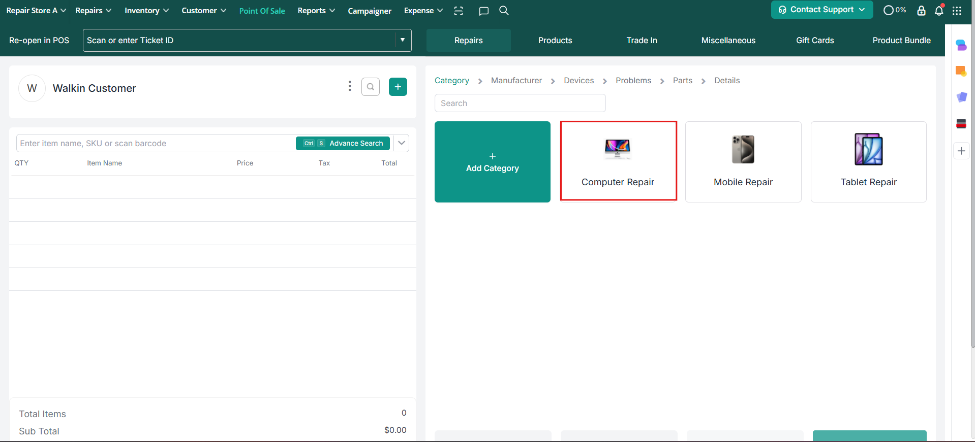 Parent Categories on POS