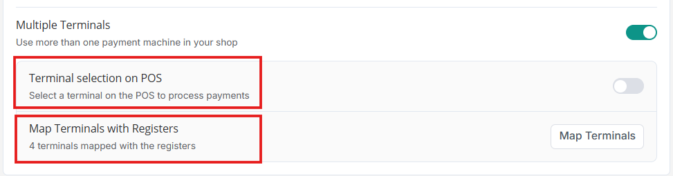 Map cash registers to terminals