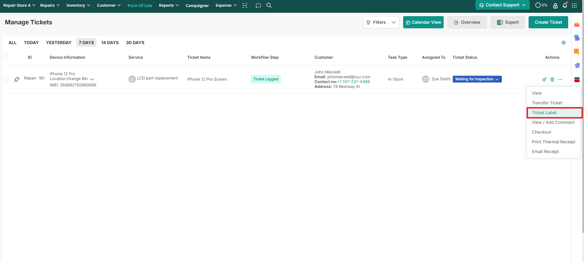 Manage Tickets