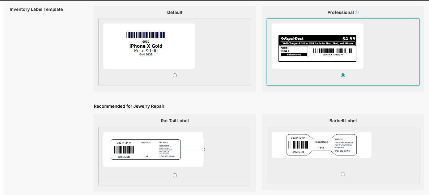 Inventory Label Template Access