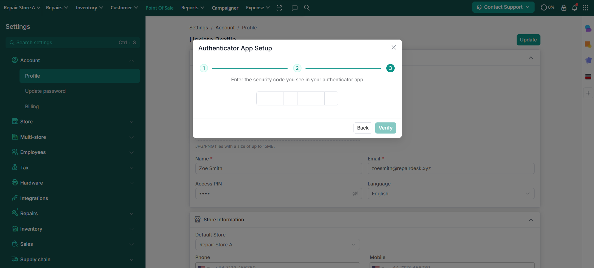 Enter Authenticator Code