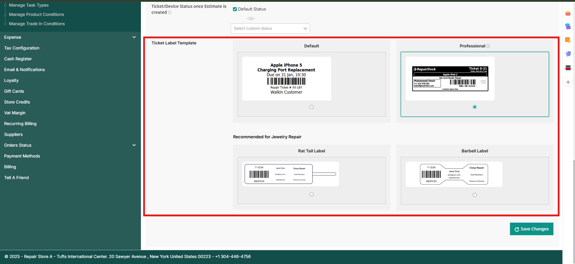 Ticket Label Template Access
