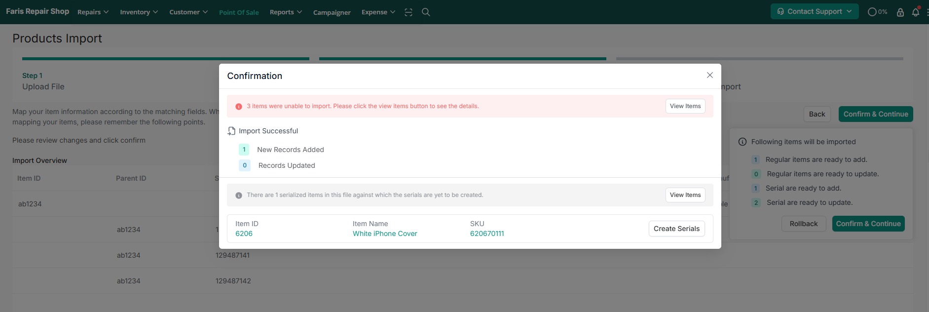 Import Completion Summary