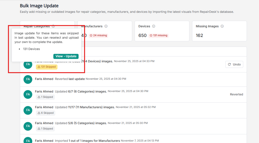 Skipped tag in Activity Log