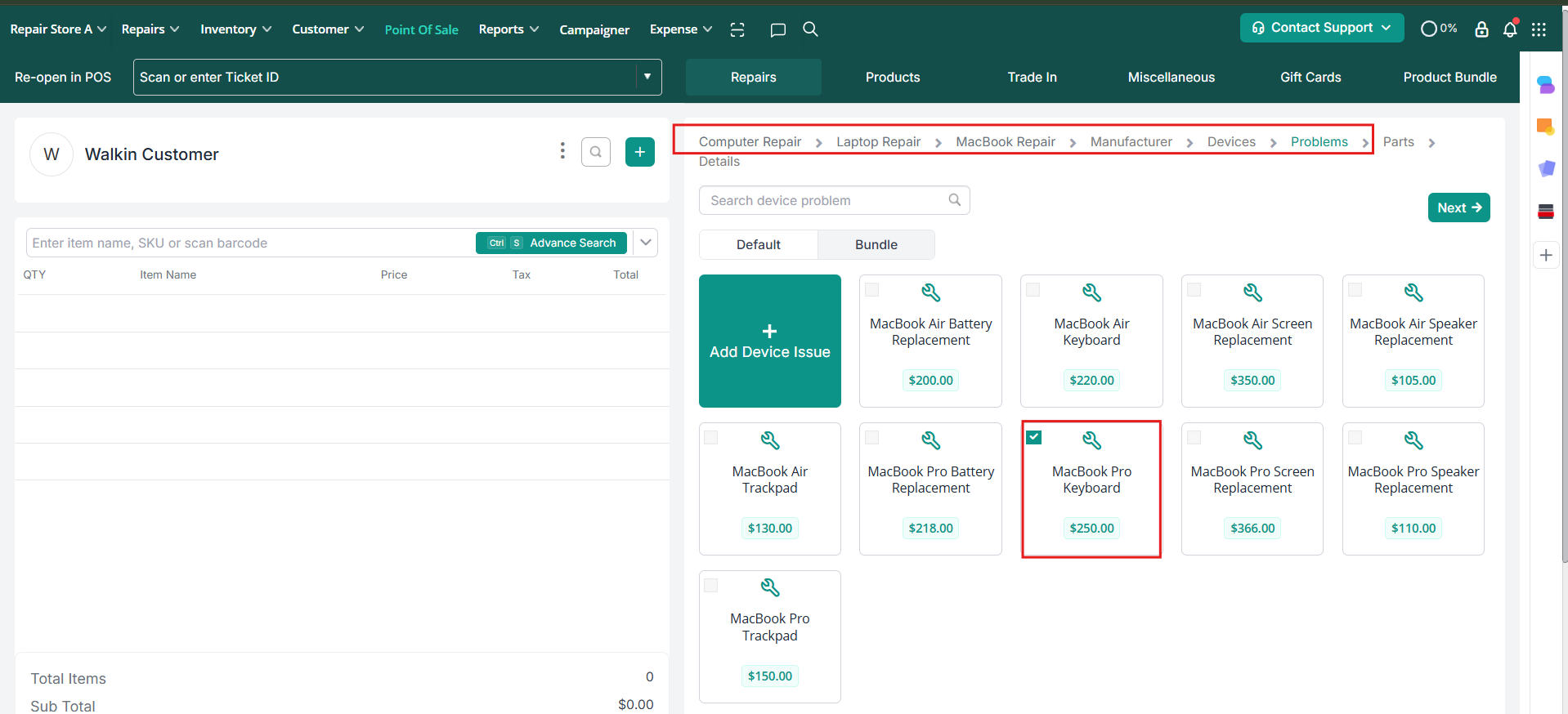Navigate through Category Tree on POS