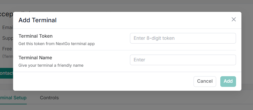 Name the terminal and add
